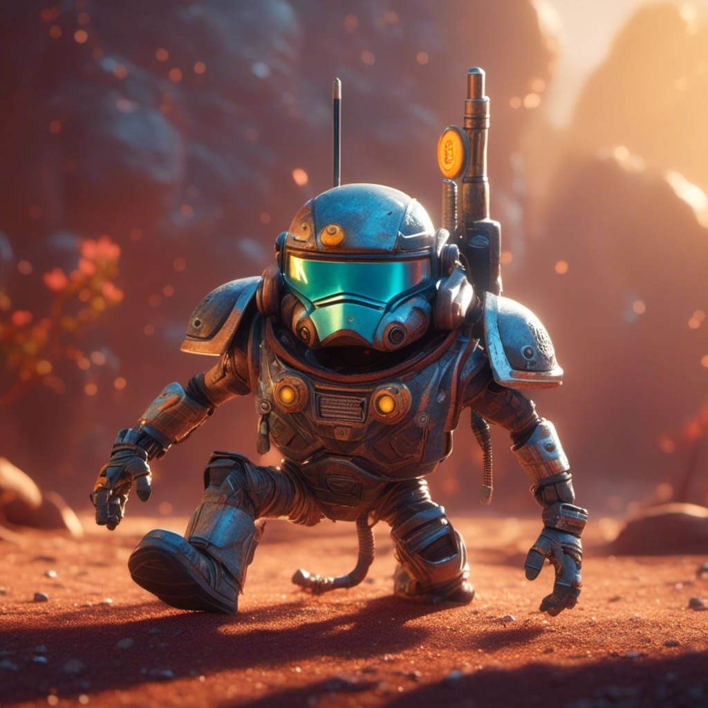 Space Bounty Hunter in Western Style: 3D Digital Art