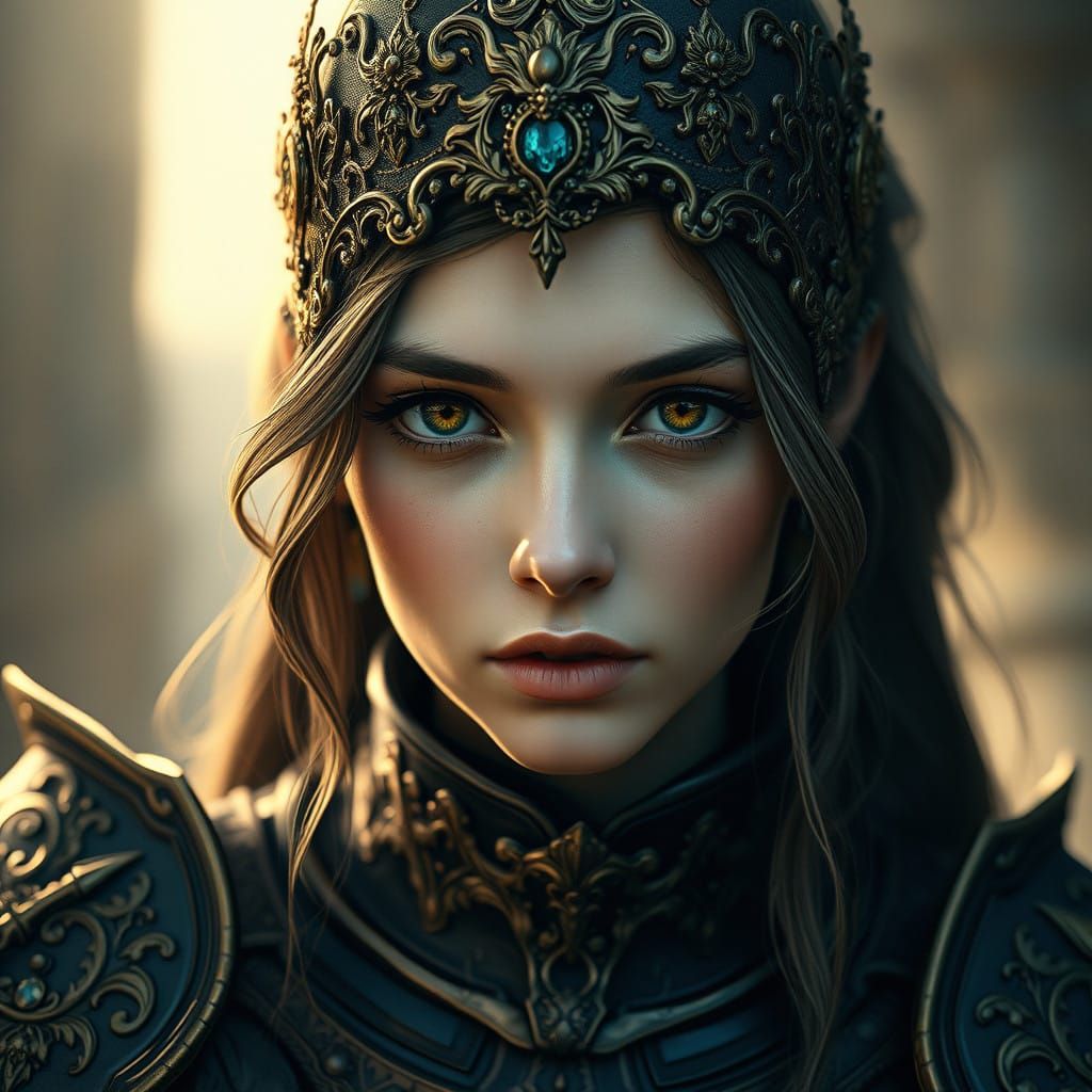 Medieval Fantasy Princess in Charcoal Drawing Style