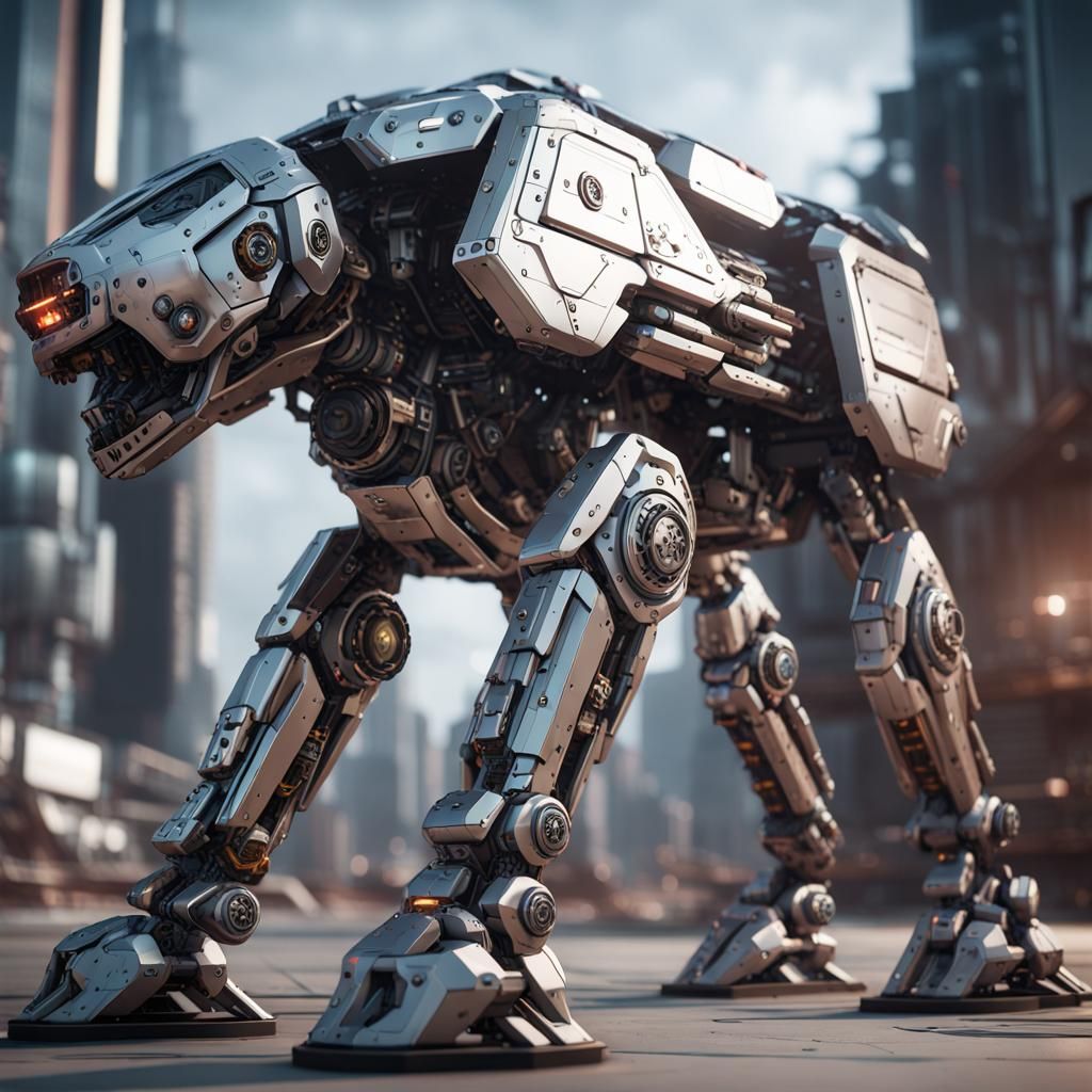 Futuristic Mech Guard Dog in Sci-Fi Style