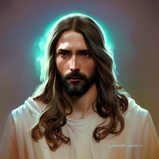 Hyperdetailed Portrait of Jesus in Art Nouveau Style