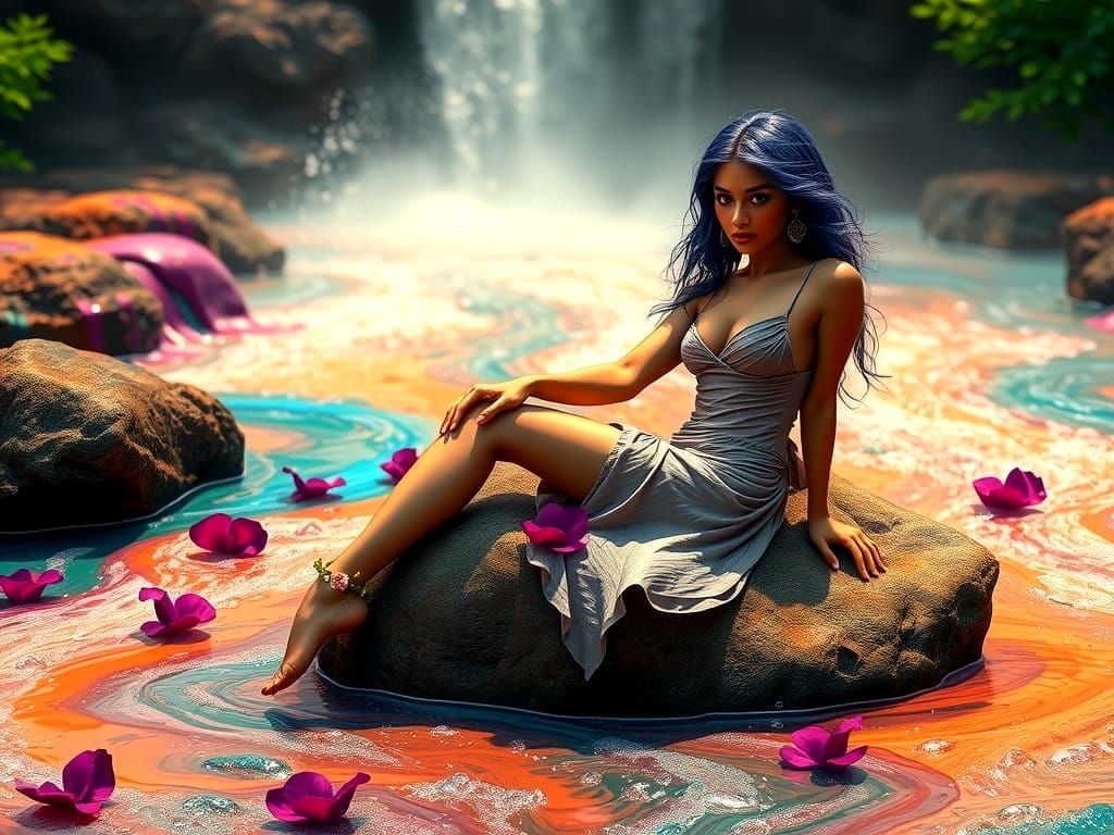 Dryad in a River of Paint, Ultra-Realistic Detail