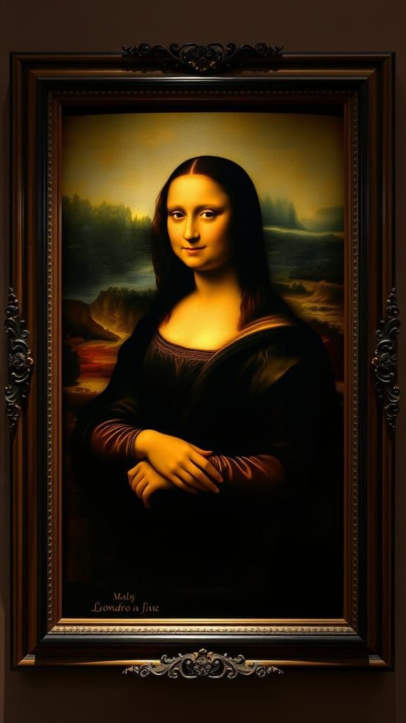 Mona Lisa in Elegant Black Silhouette