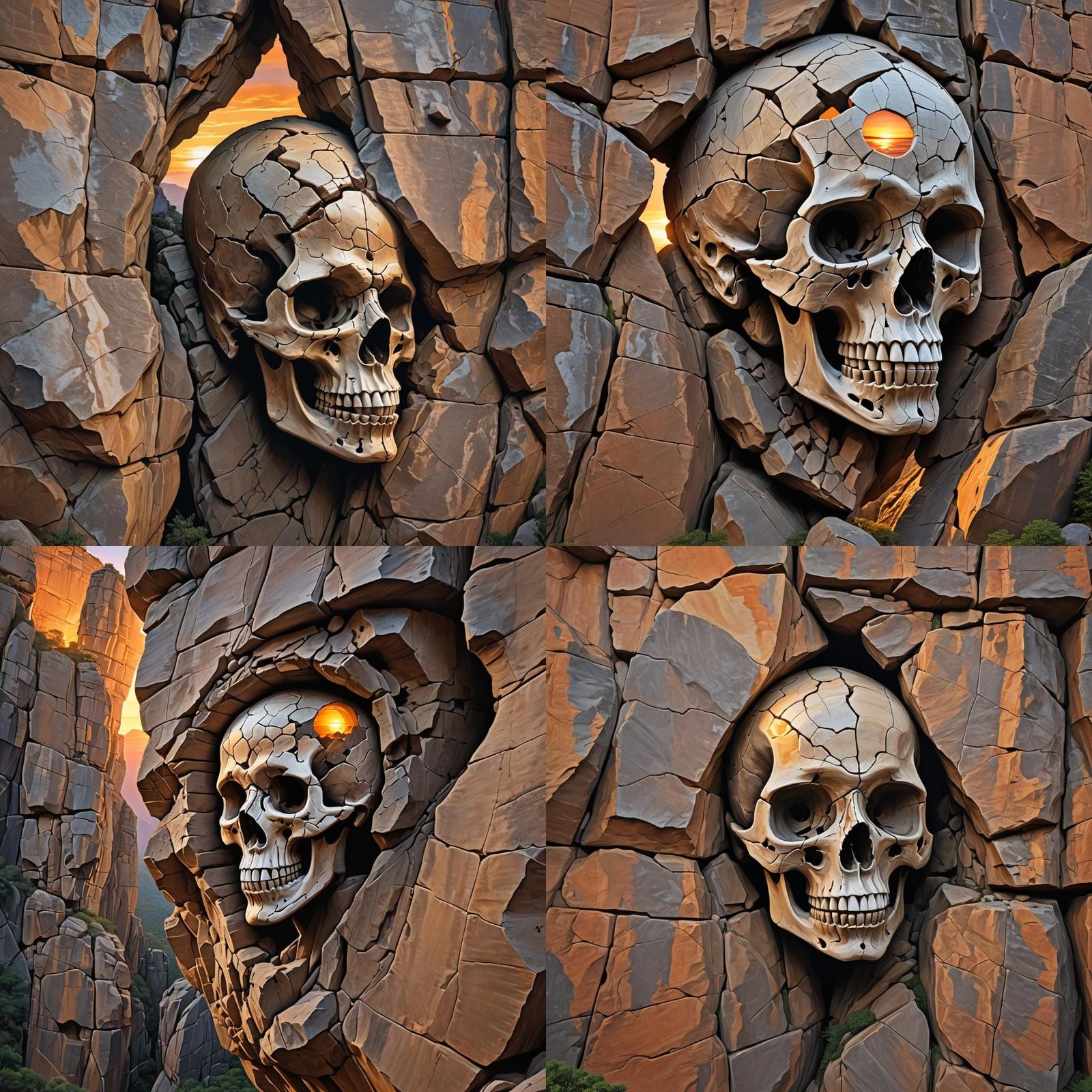 Mesmerizing Sunset on Giant Skull Face Cliff