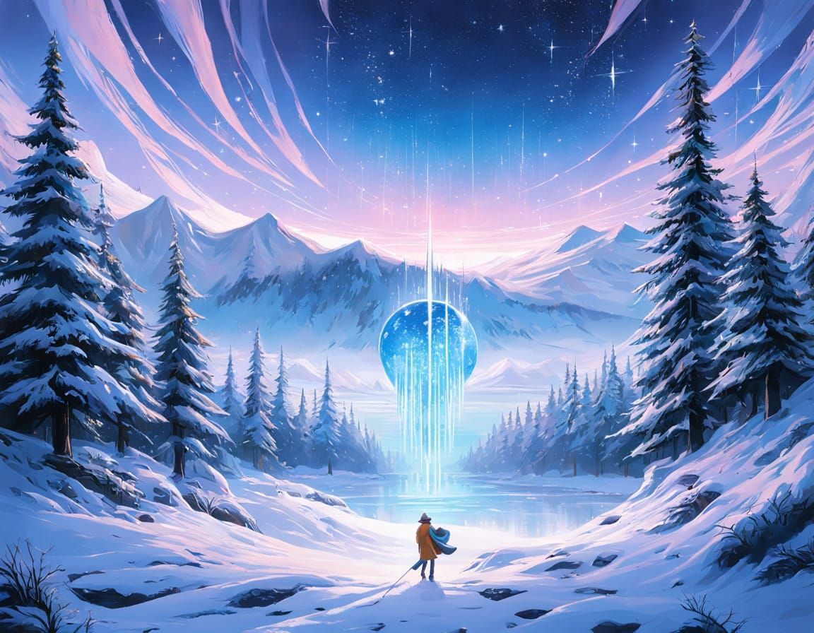 Winter Landscape in Vibrant Astral Colors