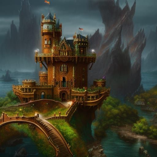 Fantastical Island Castle Concept Art in 8K