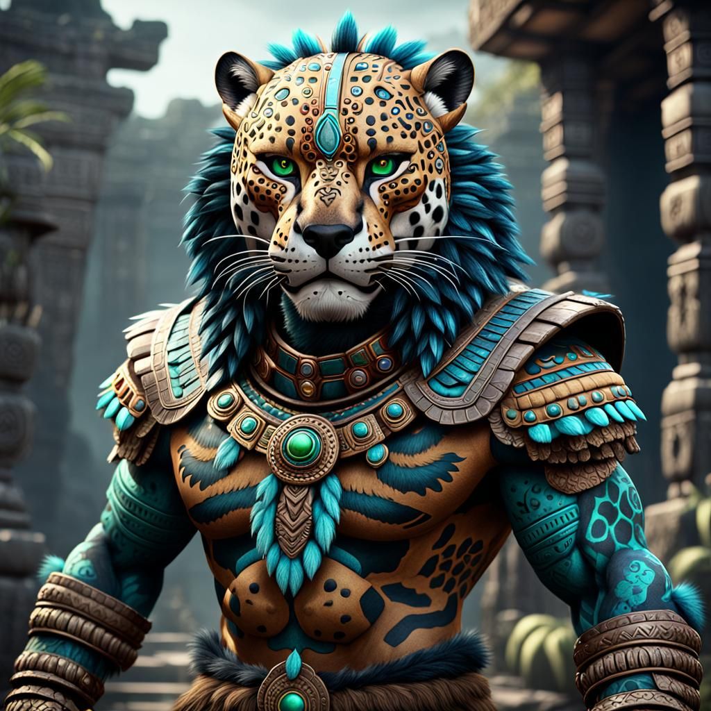 Aztec Jaguar Warrior: Anthropomorphic Furry Art