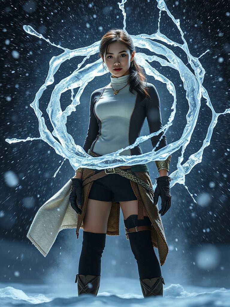 Steampunk Heroine Commands Ice Vortex