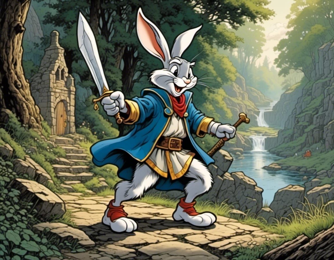 Bugs Bunny as King Arthur: Comic Book Art