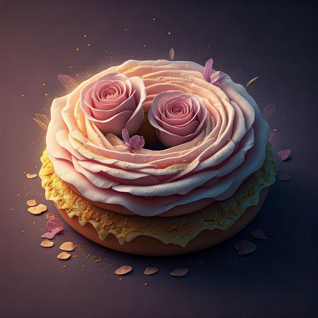 Floral Donut: Roses and Orchids in Pastel Tones