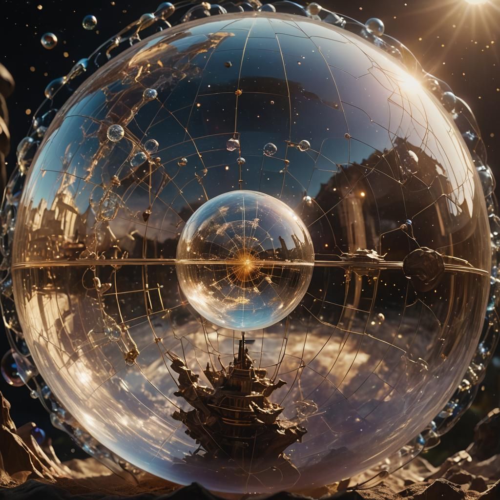 Mystical Planet Inside Bubble in Dyson Sphere