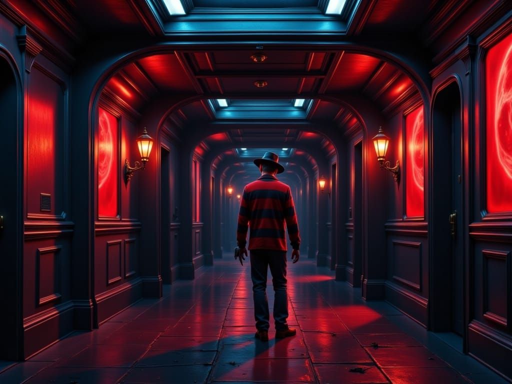 Freddy Krueger in Spaceship: Sci-Fi Horror Portrait