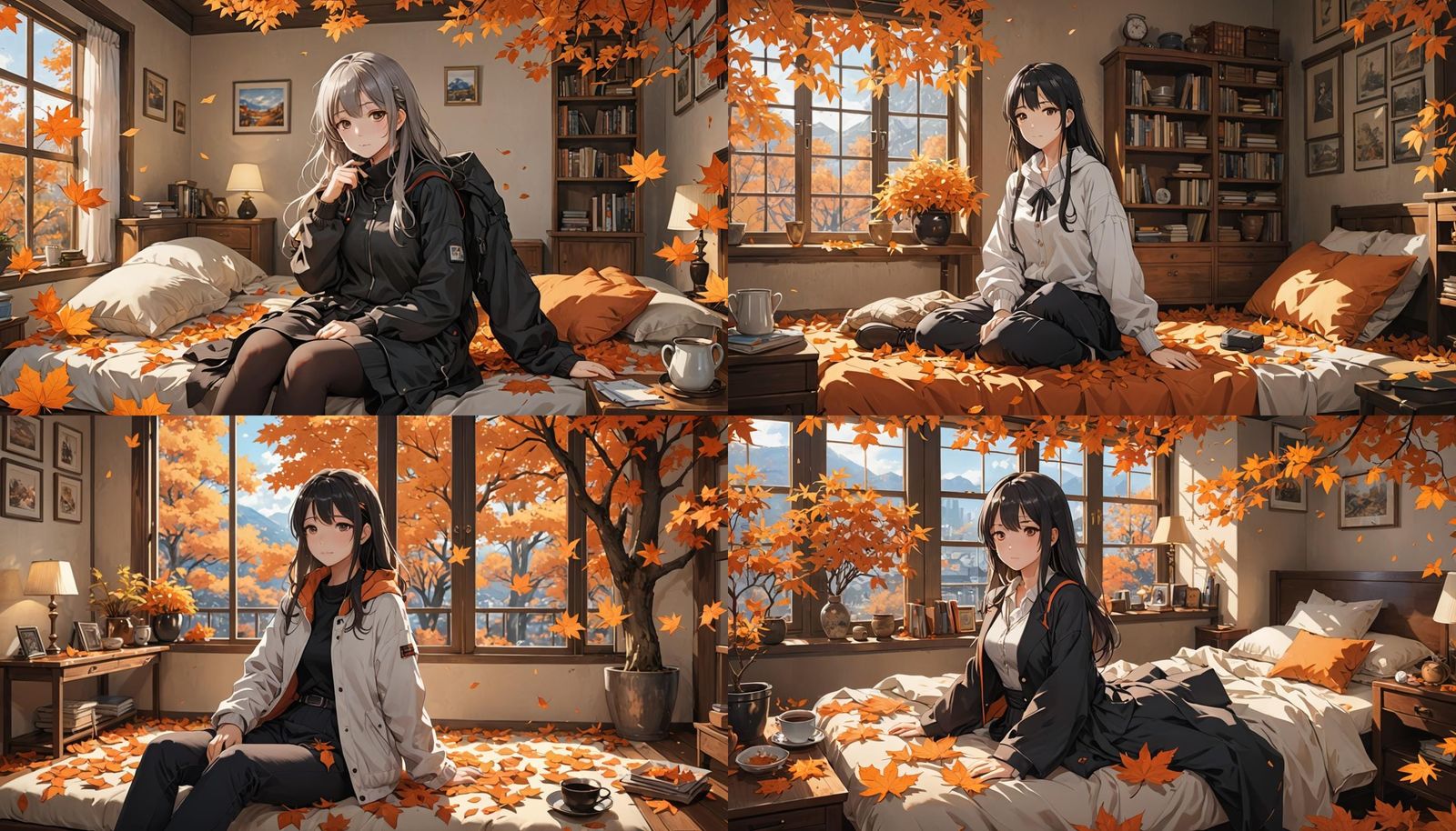 Anime Style Portrait of Girl on Autumn Day