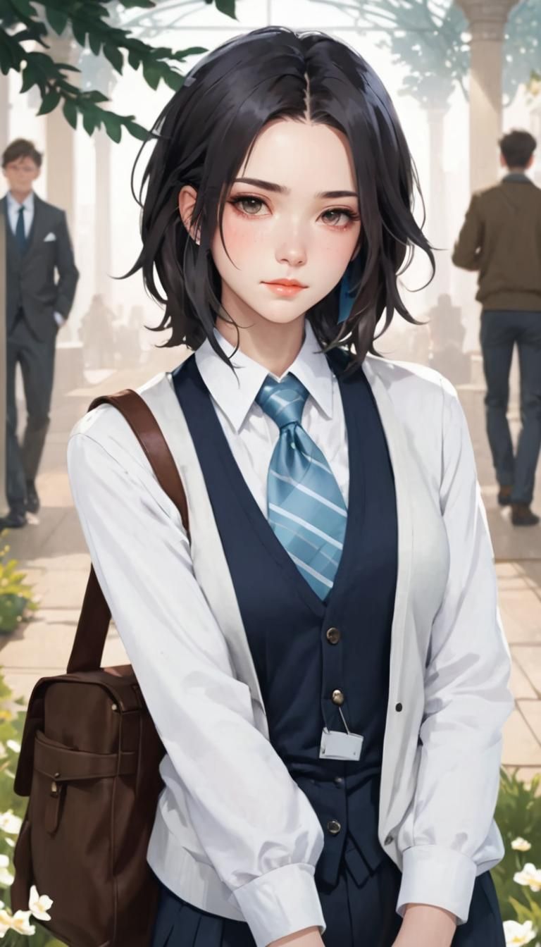 Portrait of a Nerd Girl in Digital Art Style