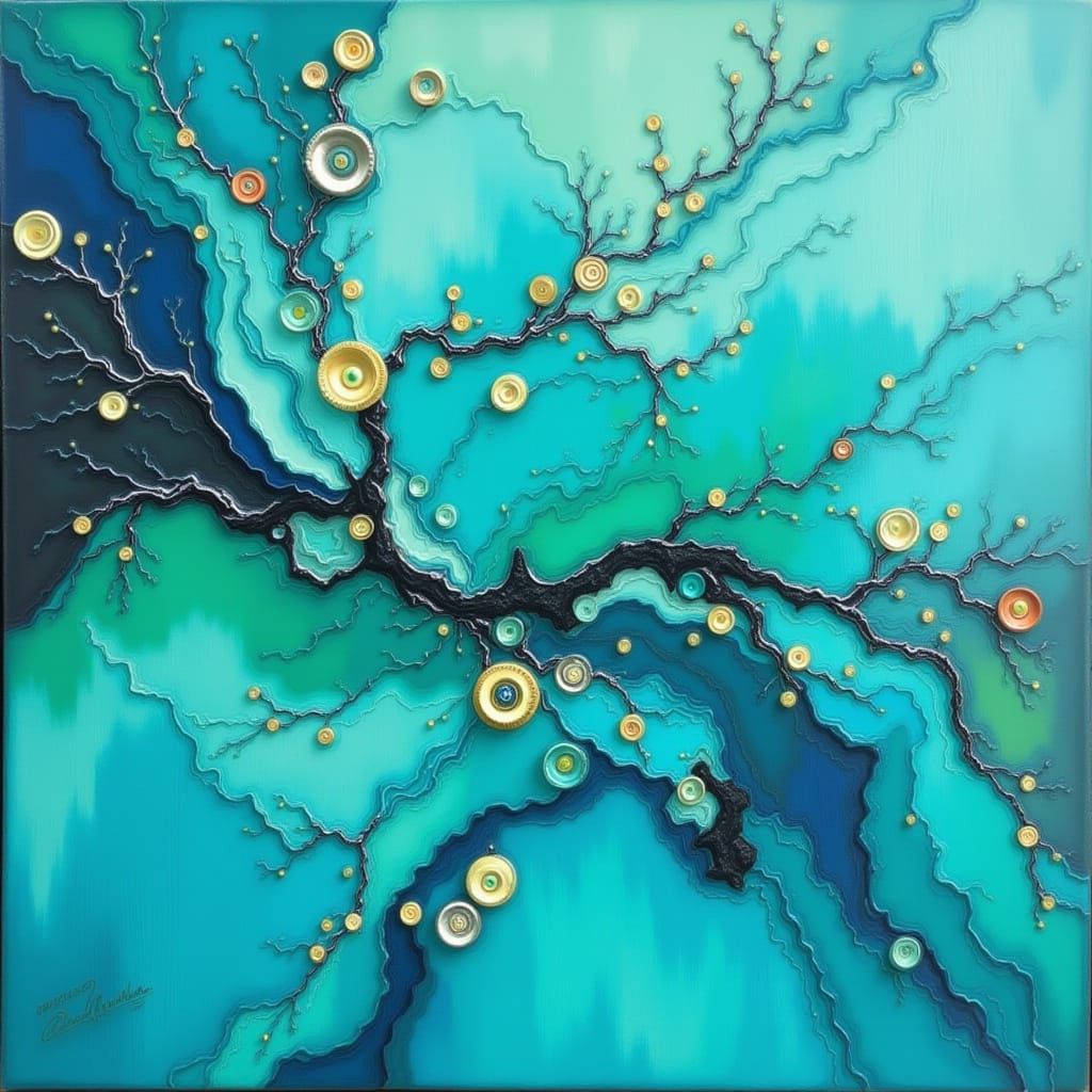 Turquoise Delight: A Dynamic Abstract Composition