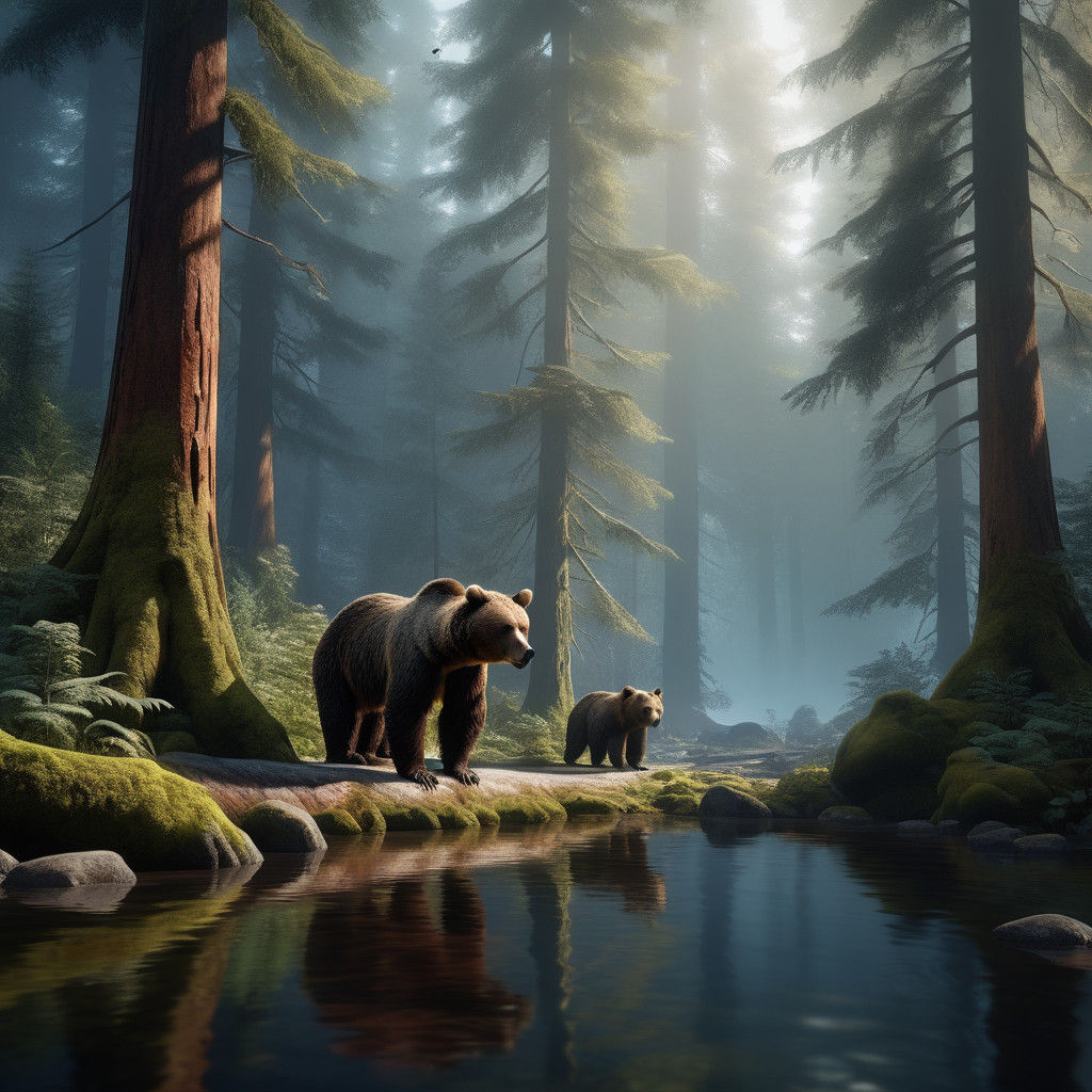 Grizzly Bear Family Thrives in Redwood Forest Salmon Run