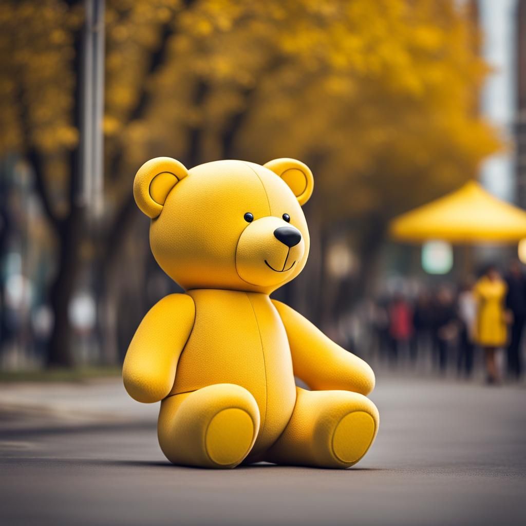 Giant Yellow Bear in Natural Light, Sharp Focus
