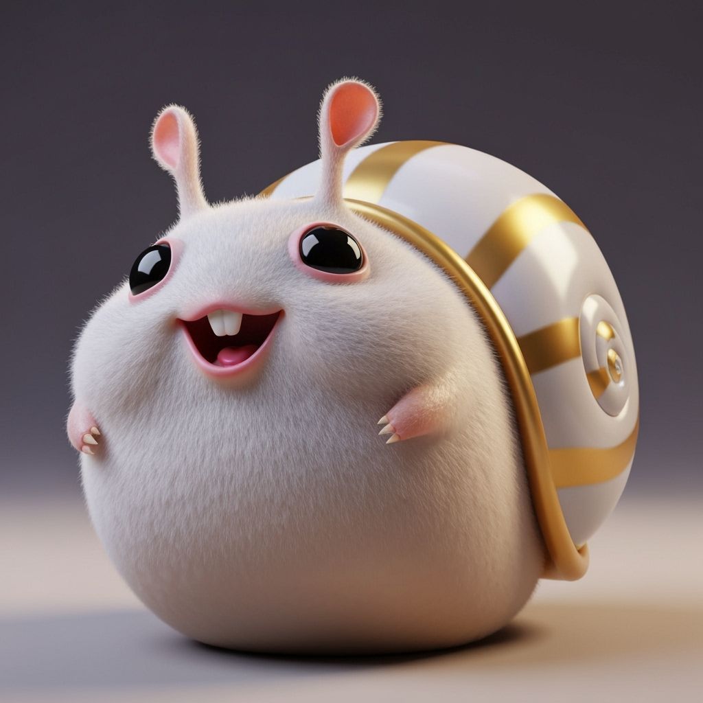 Cute Hamster-Snail Creature in 3D Render