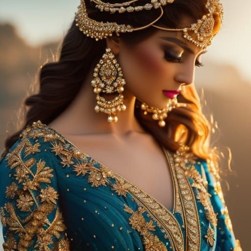 Goddess Queen Juno Portrait in Baroque Style