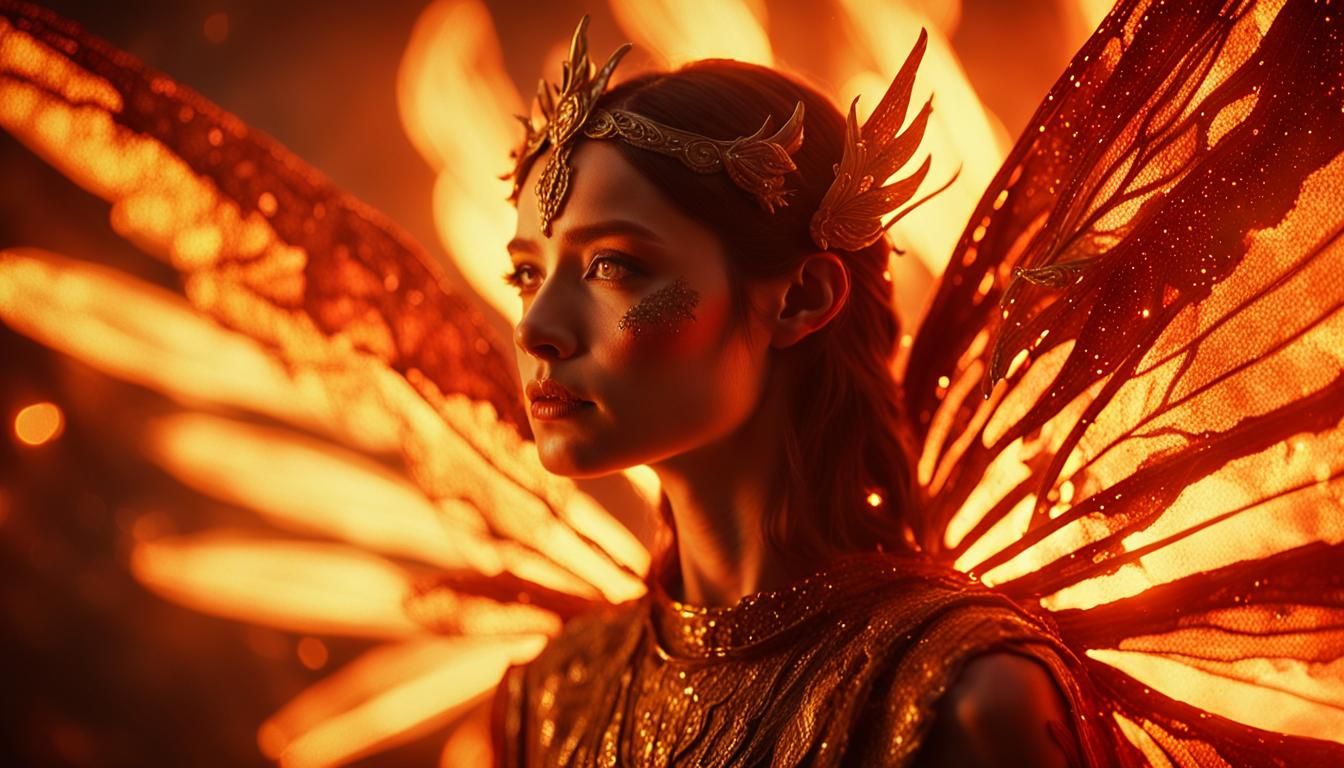 Fiery Fairy in Cinematic 35mm Aesthetic