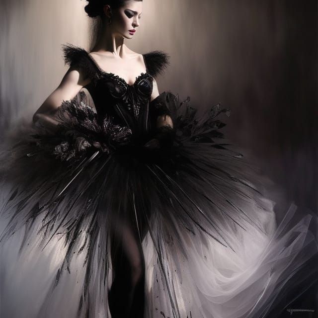 Ballerina in Black: Hyperdetailed Gothic Art