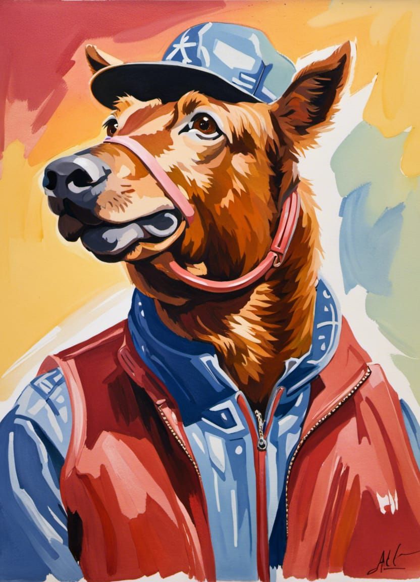 Vibrant Gouache Portrait of Alf