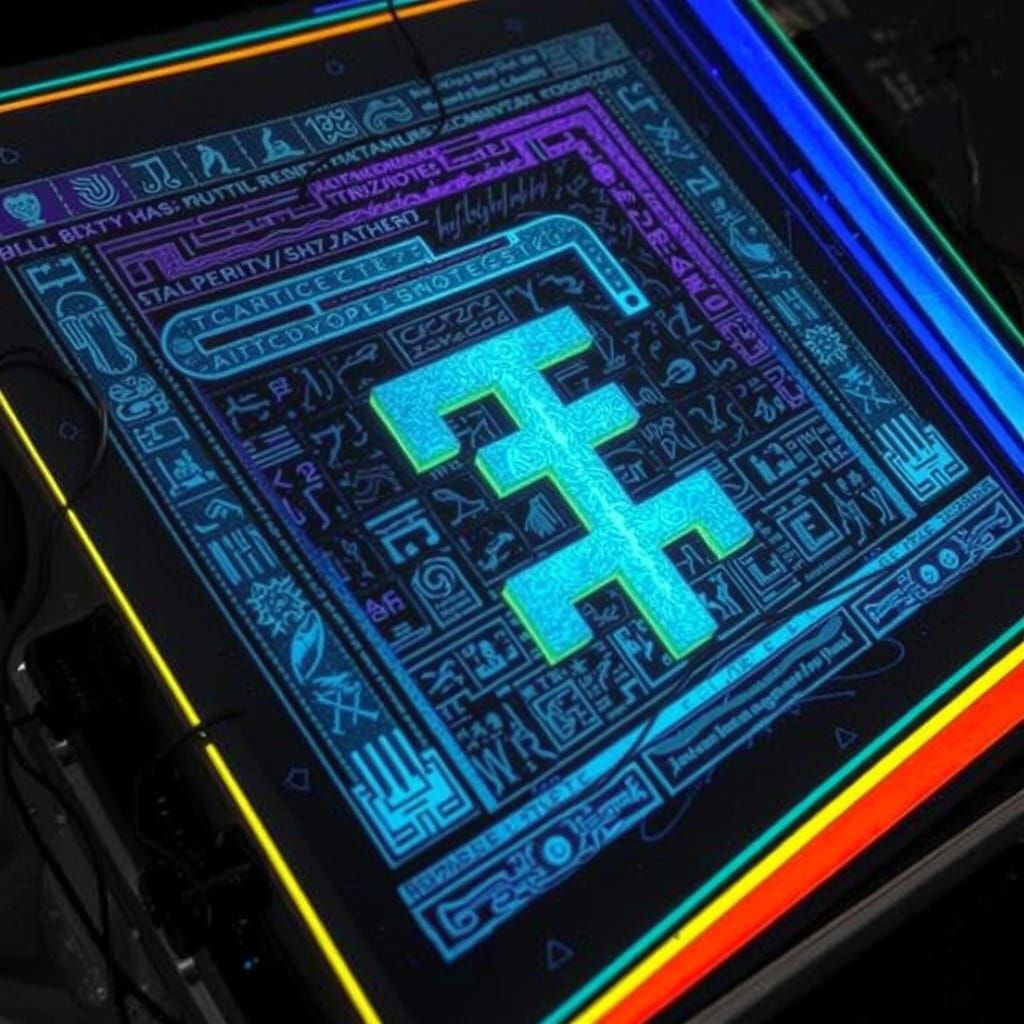 Mystic Figure in 8-bit Style with Neon Aura