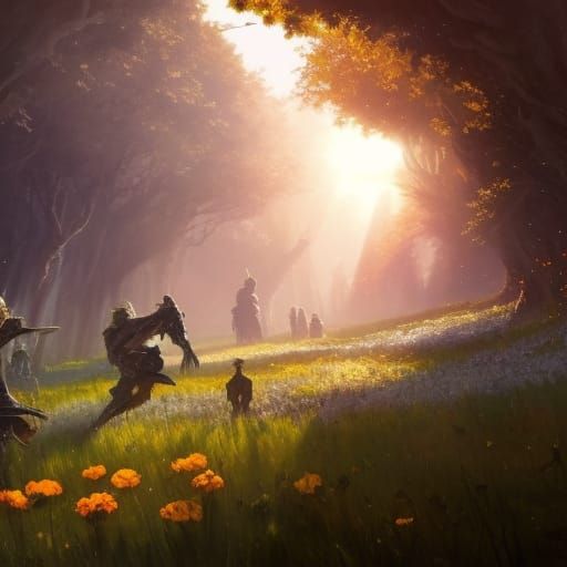 Epic Battle in Golden Flower Grove