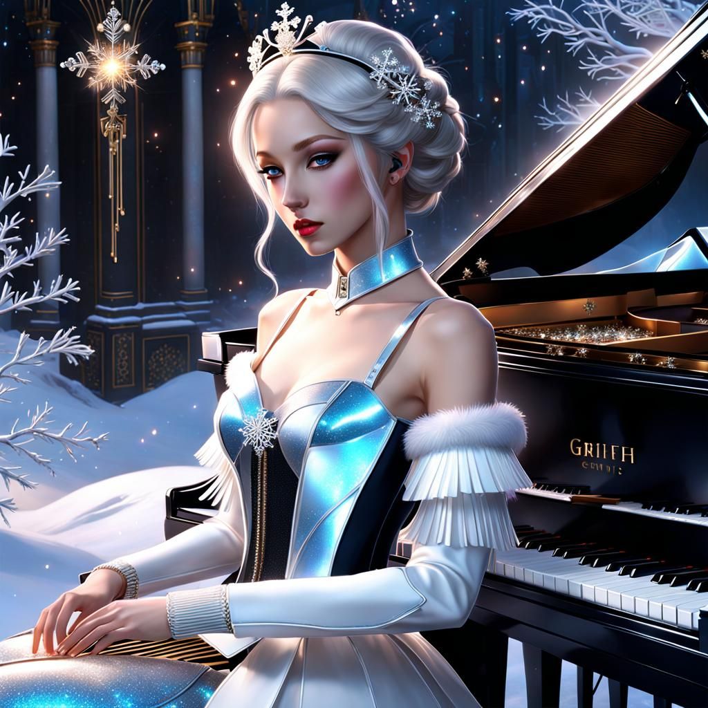 Cybernetic Princess Plays Piano in Romantic Style