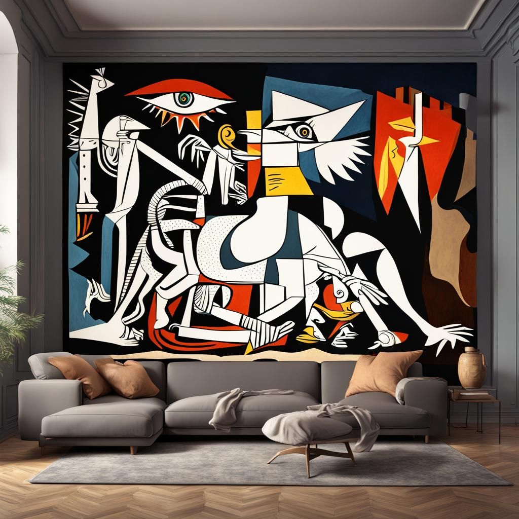Guernica Style Wall Painting in Detailed Matte