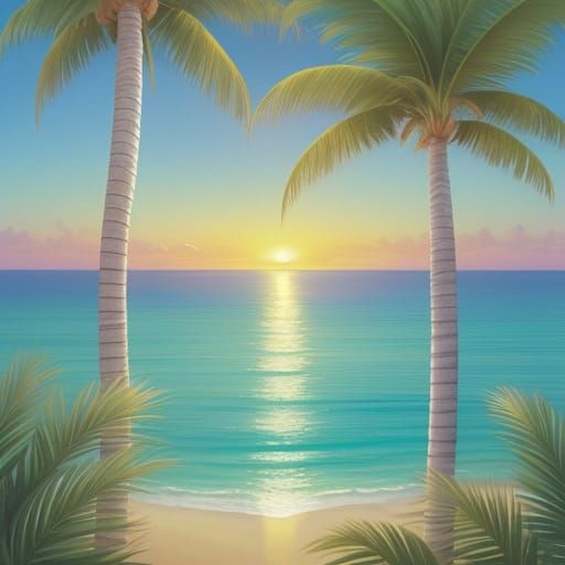 Ethereal Tropical Oasis in Dreamy Digital Art