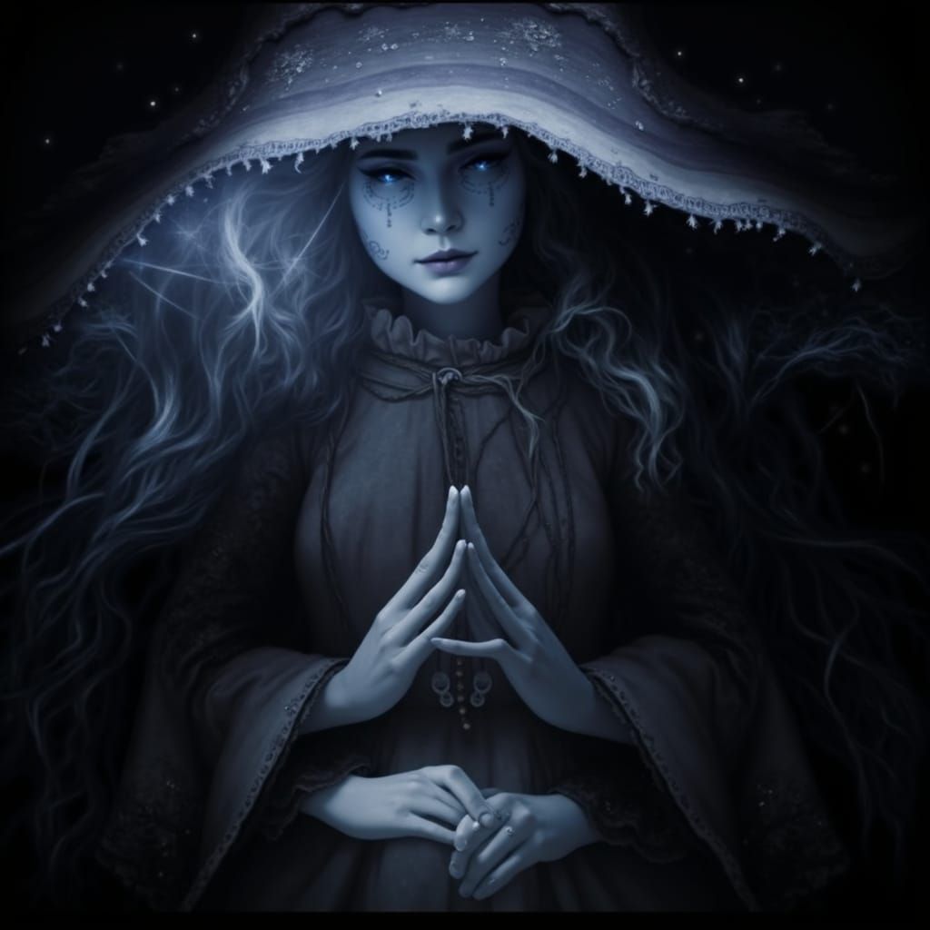 Ethereal Blue Goddess of the Moonlit Expanse