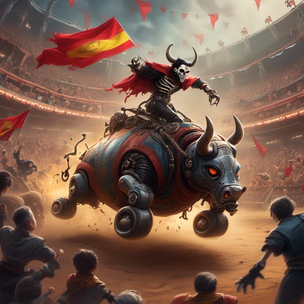 Robot Matador's Escape in Futuristic Arena