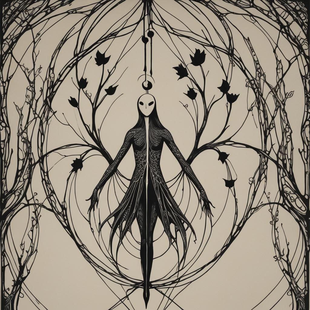 Minimalist Tattoo Design with Gothic Symmetry