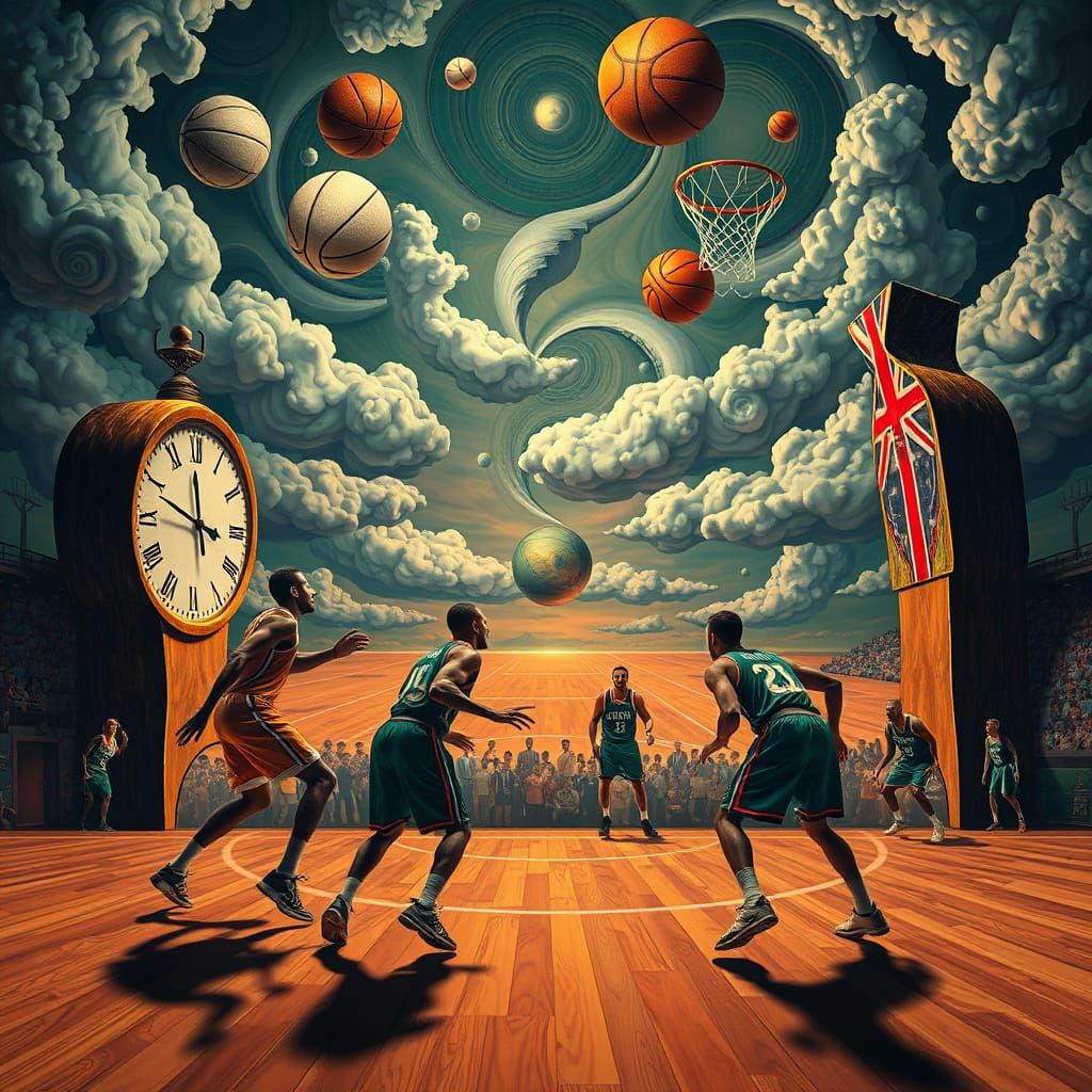 Surreal Basketball Dreamscape in Salvador Dali Style
