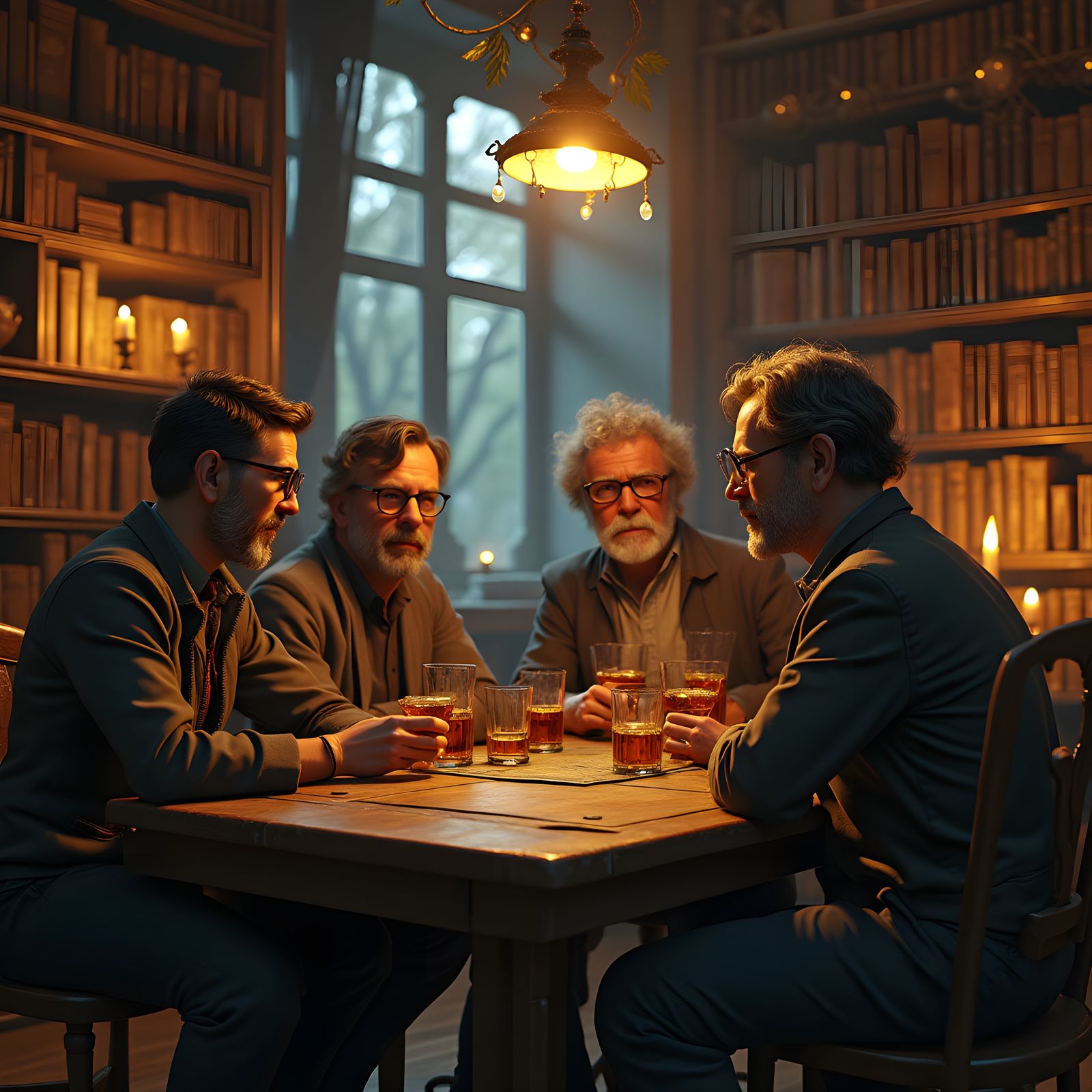 Nerds Drinking Whiskey: Detailed Matte Painting