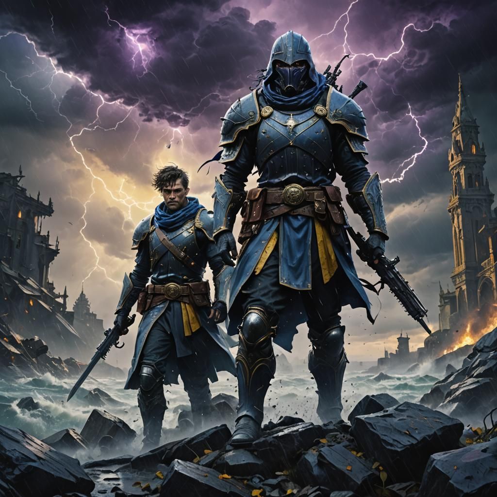 Brothers Ready for War in Dark Fantasy Style