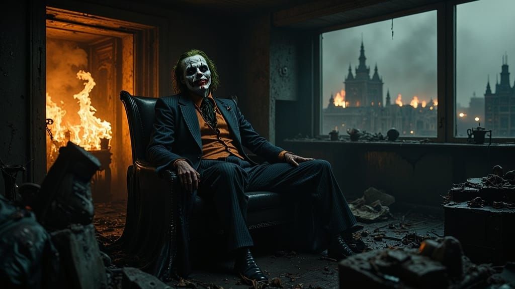 Joker Carving Scars in a Dark Gothamscape
