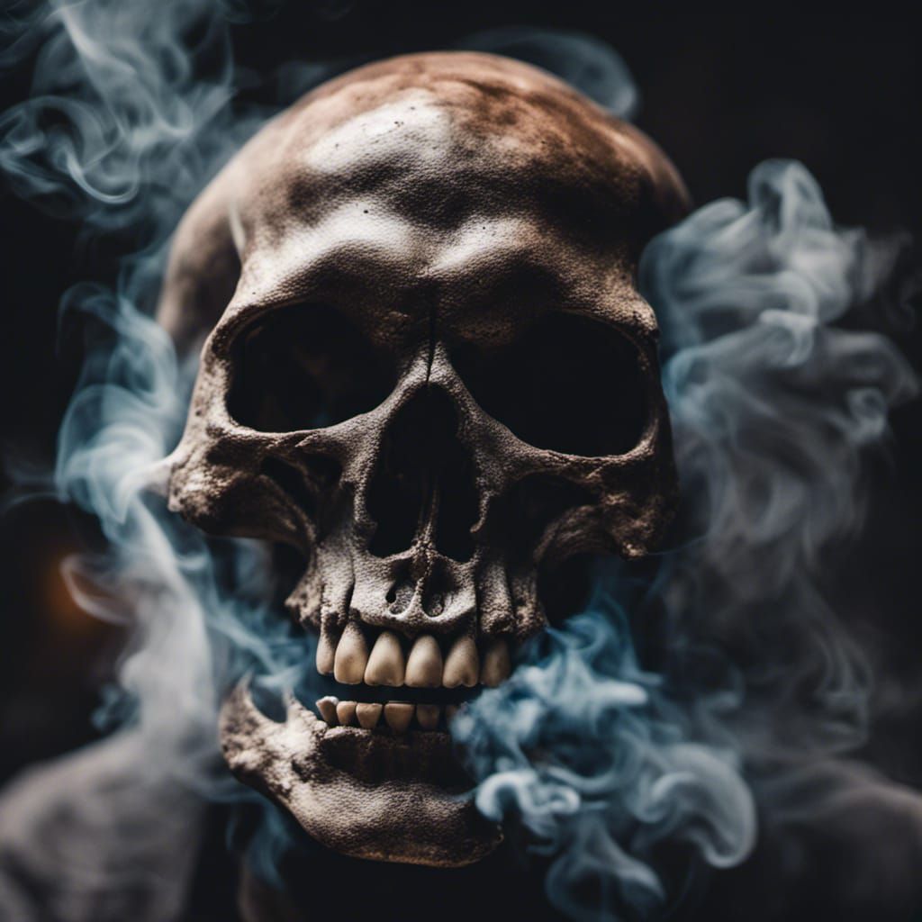 Ethereal Smoke Skull in Dark Photography Style