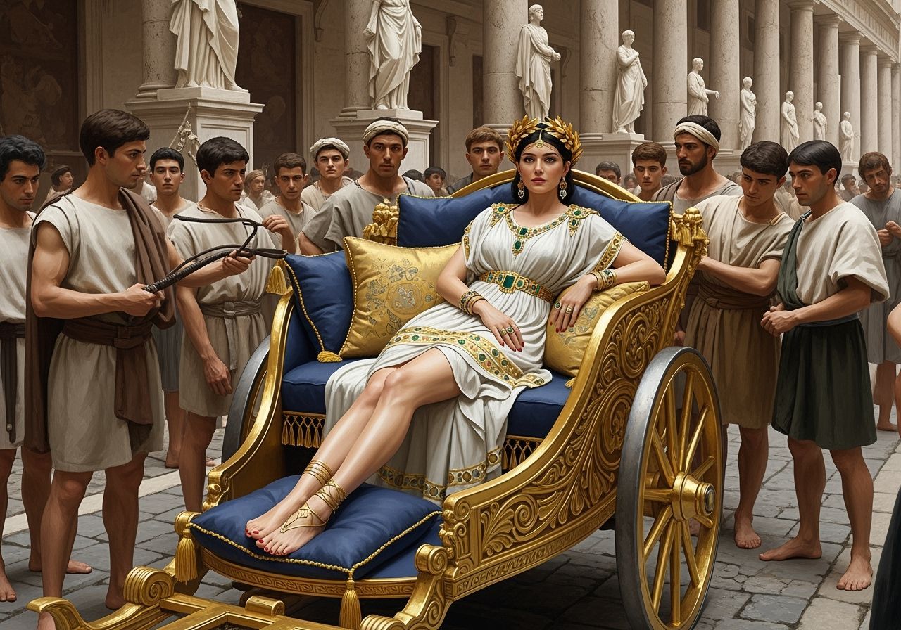 Roman Empress in Gold Chariot: Renoir, Klimt, Delacroix Styl...