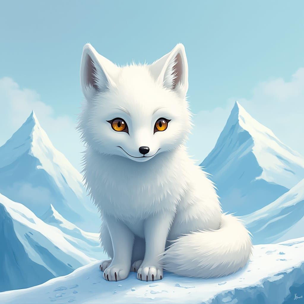 Arctic Fox in a Whimsical Winter Wonderland