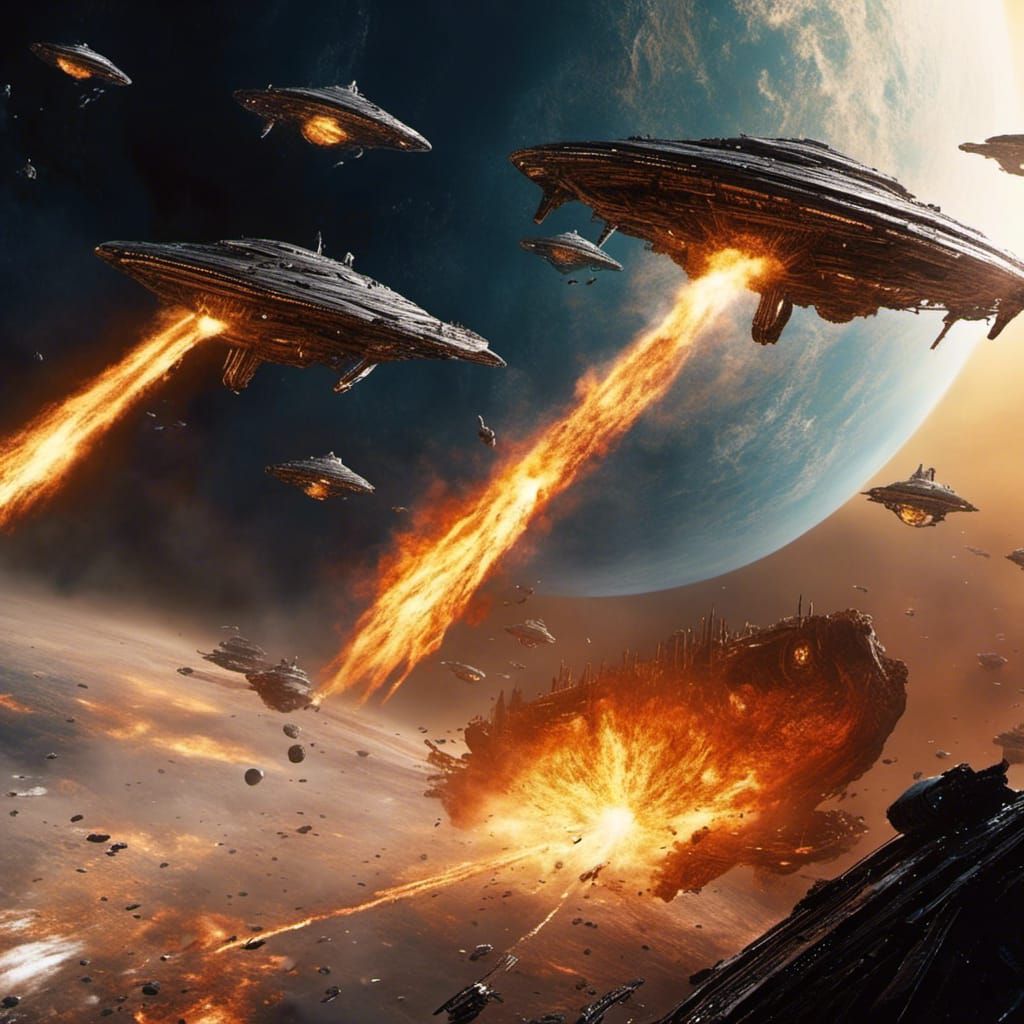 Biopunk Attack Ships on Fire Near Orion