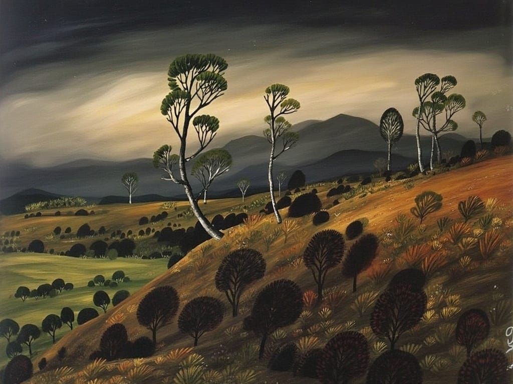 Stormy Moorland with Pines and Birches