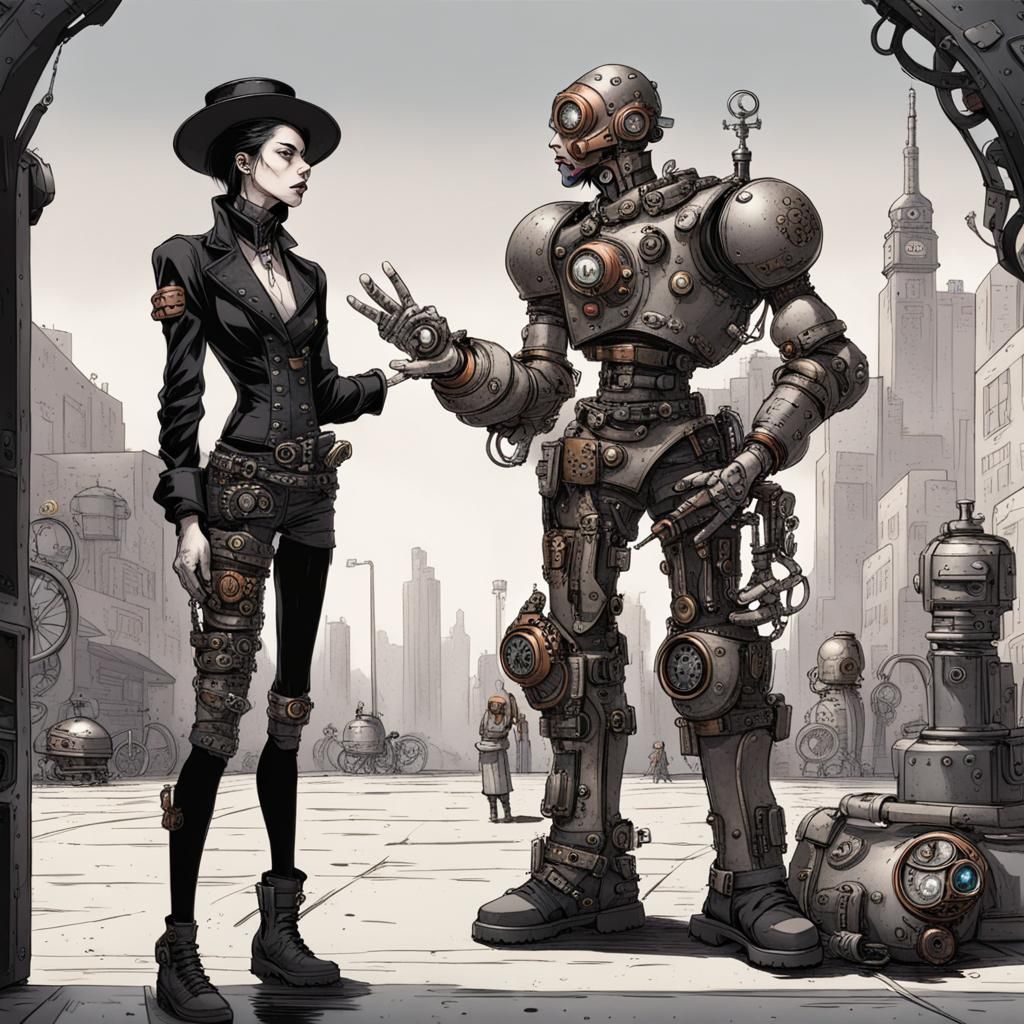 Goth Cyborg vs Steampunk Cyborg
