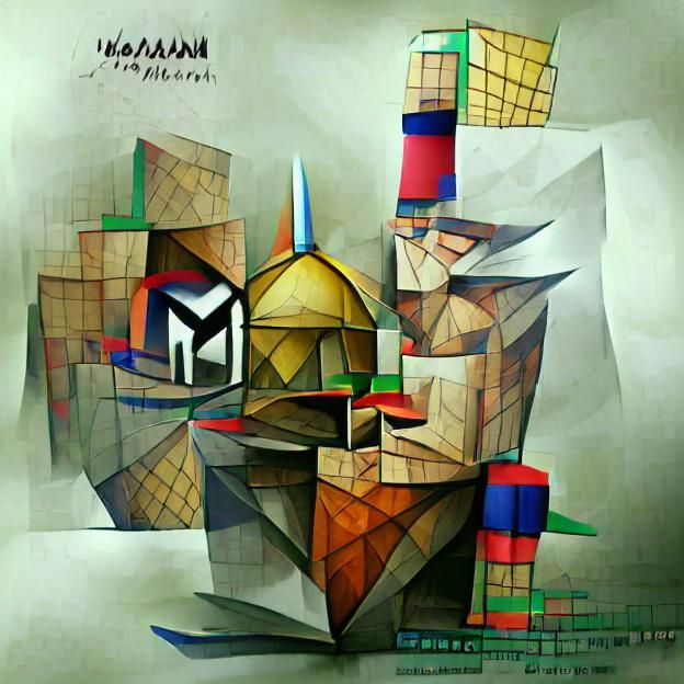 Cubist Geometric Garden Concept Art