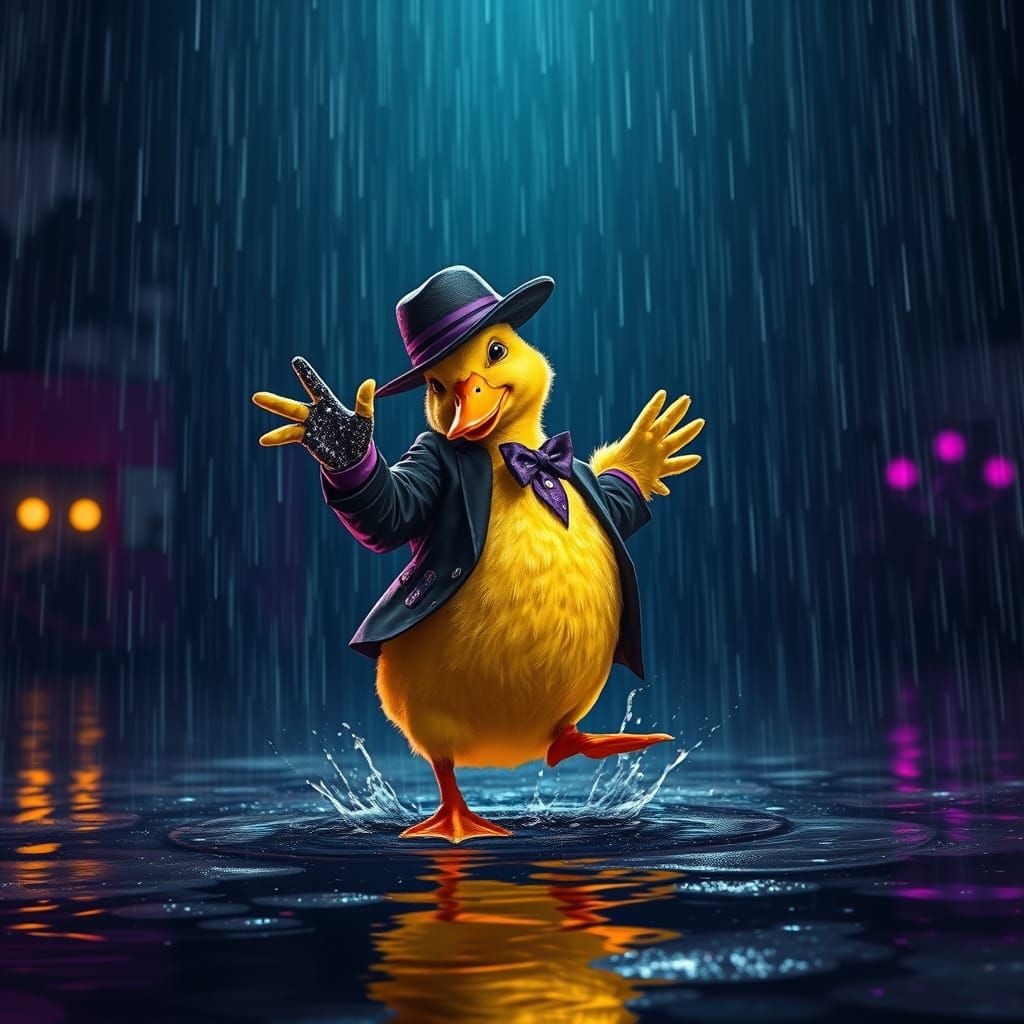 Duckling Dances in Rain, Dark Fantasy Art