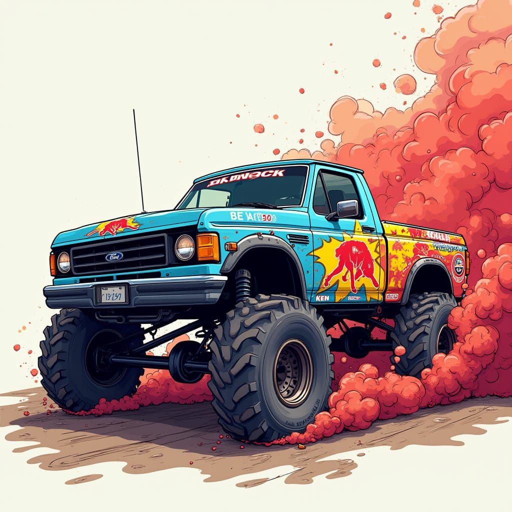 Cartoon Beast Ford Drifts with Dynamic Energy
