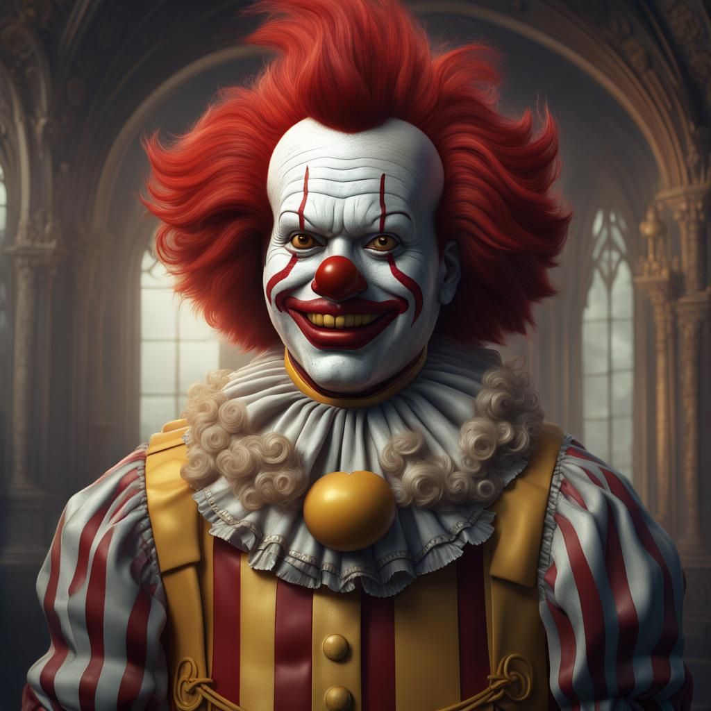 Goth Ronald McDonald: Epic Realistic Portrait