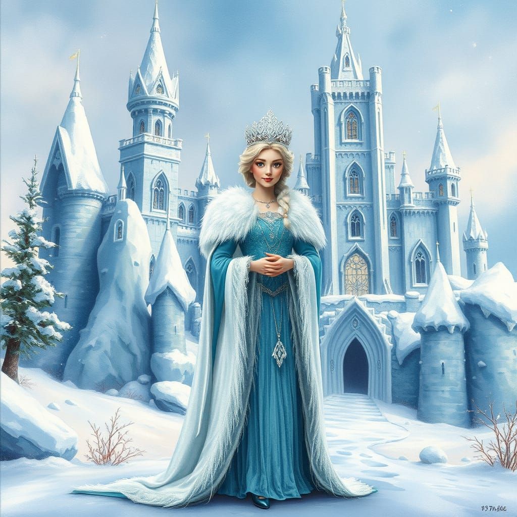 Regal Snow Queen in Vintage Fairy Tale Style