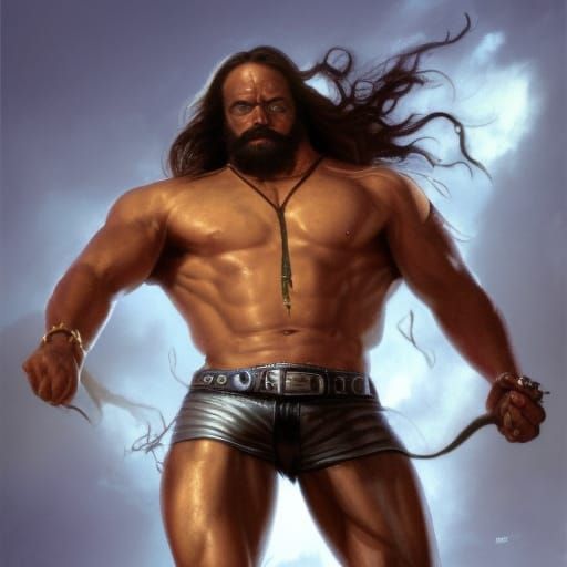 Hyperdetailed Macho Man in Dark Fantasy Art