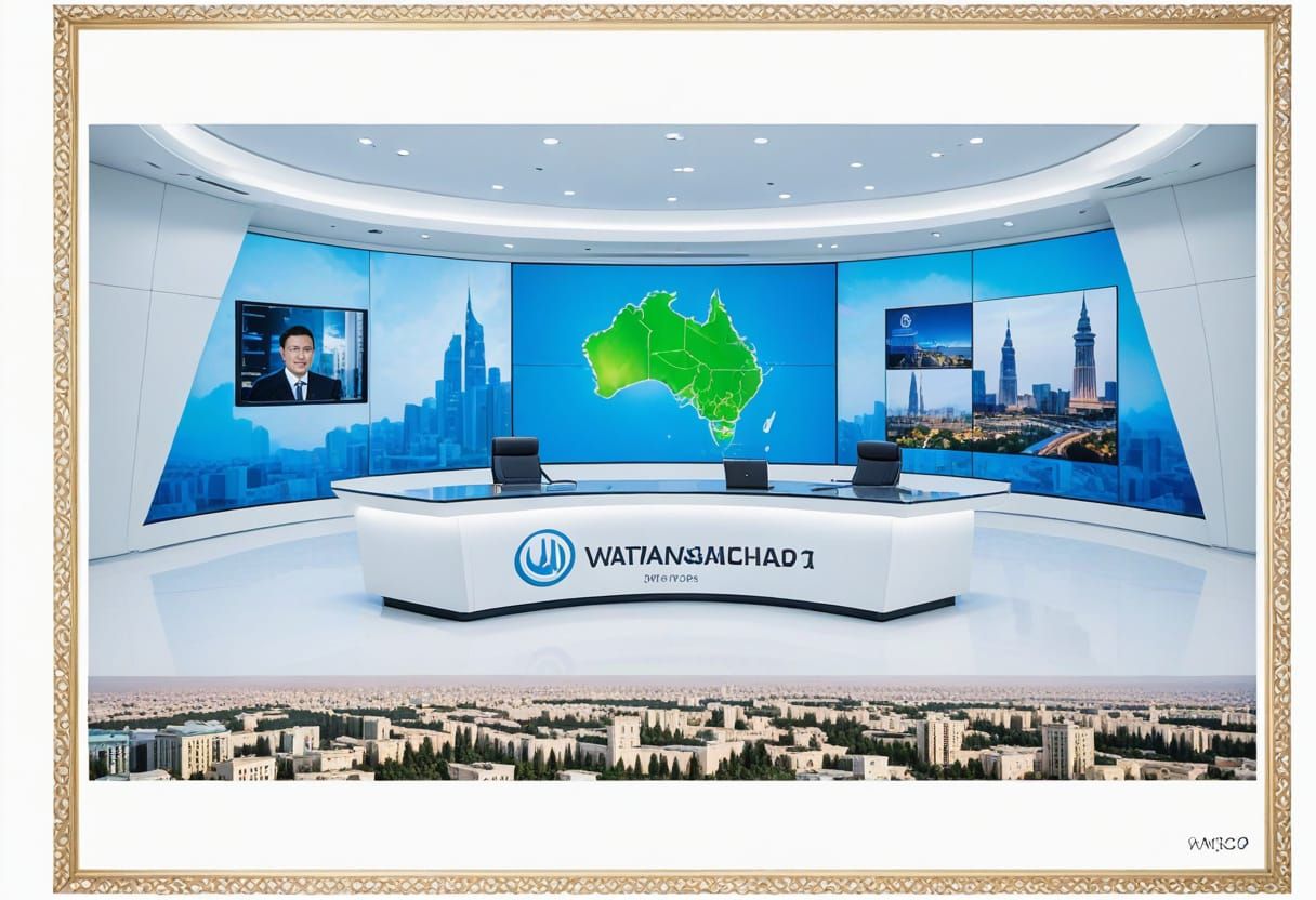 Modern News Studio with Elegant Anchor Desk
